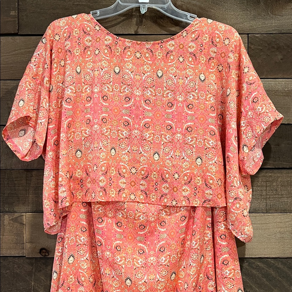 Free People Pink Printed Two-Piece skirt set size 8 - Picture 3 of 8